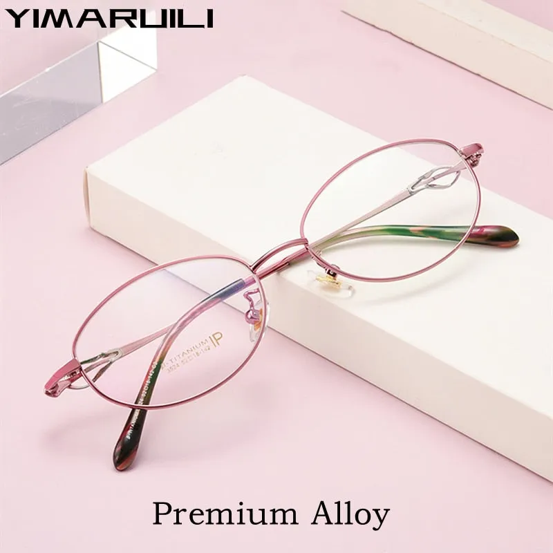 Yimaruili Women's Full Rim Oval Alloy Eyeglasses 3524X