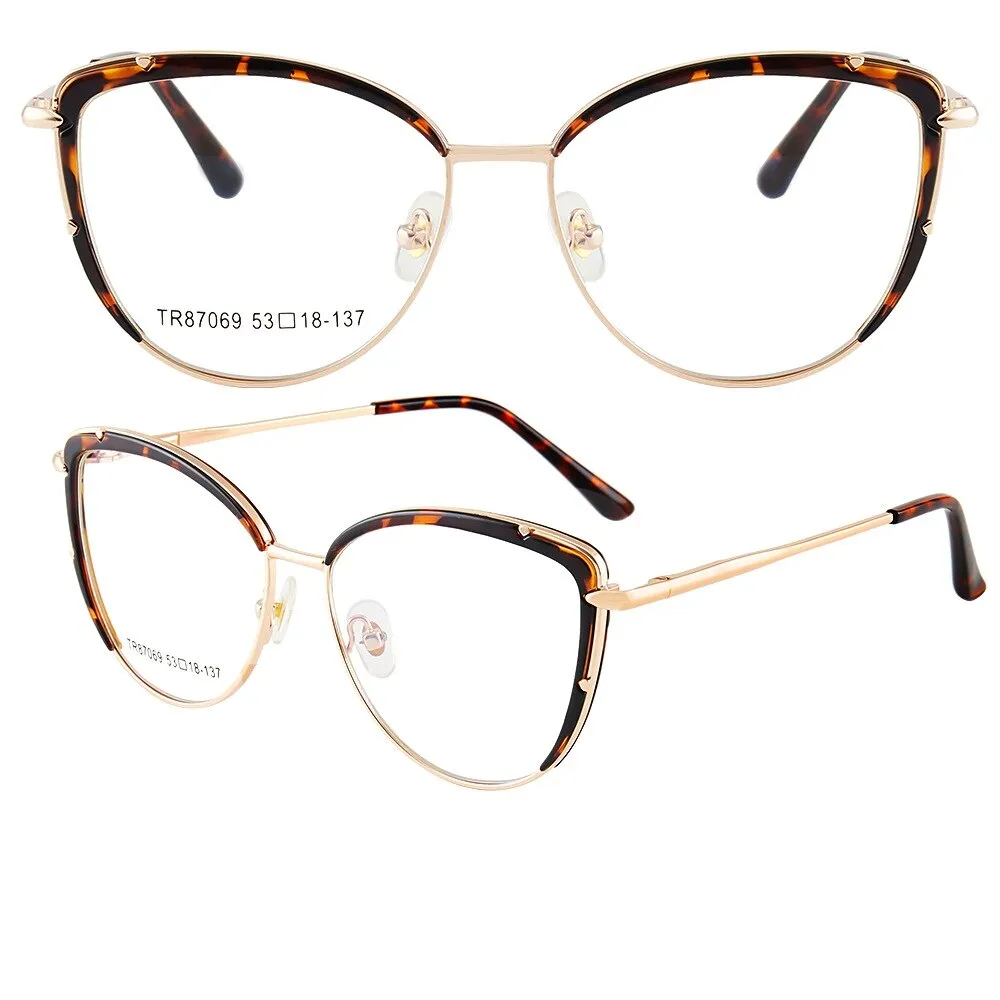 Yimaruili Women's Full Rim Square Cat Eye Alloy Eyeglasses 87069