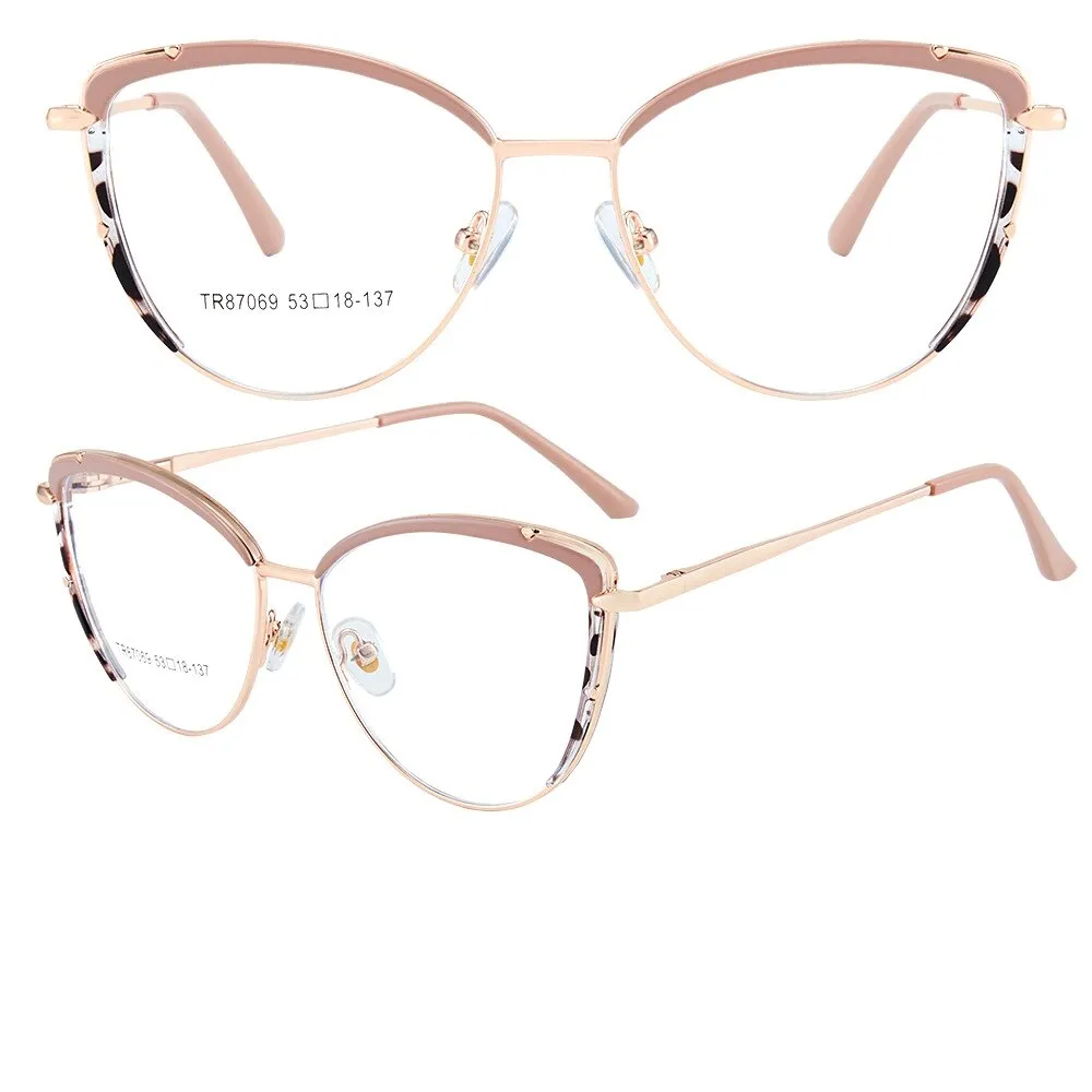 Yimaruili Women's Full Rim Square Cat Eye Alloy Eyeglasses 87069
