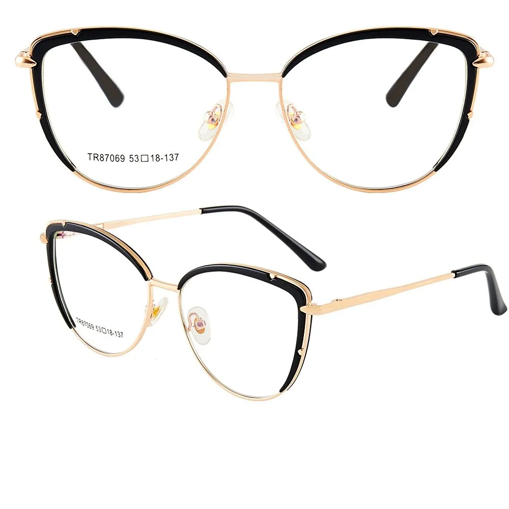 Yimaruili Women's Full Rim Square Cat Eye Alloy Eyeglasses 87069