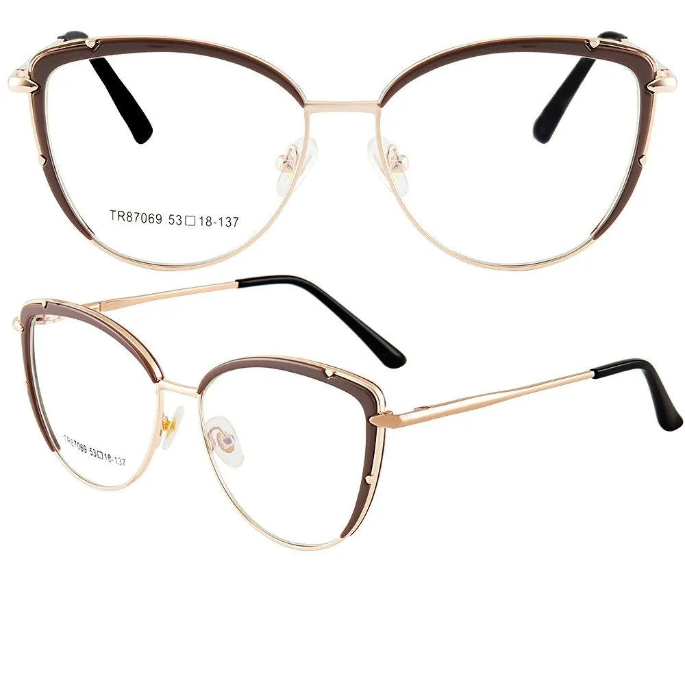 Yimaruili Women's Full Rim Square Cat Eye Alloy Eyeglasses 87069