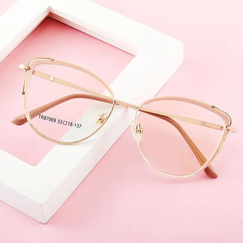Yimaruili Women's Full Rim Square Cat Eye Alloy Eyeglasses 87069