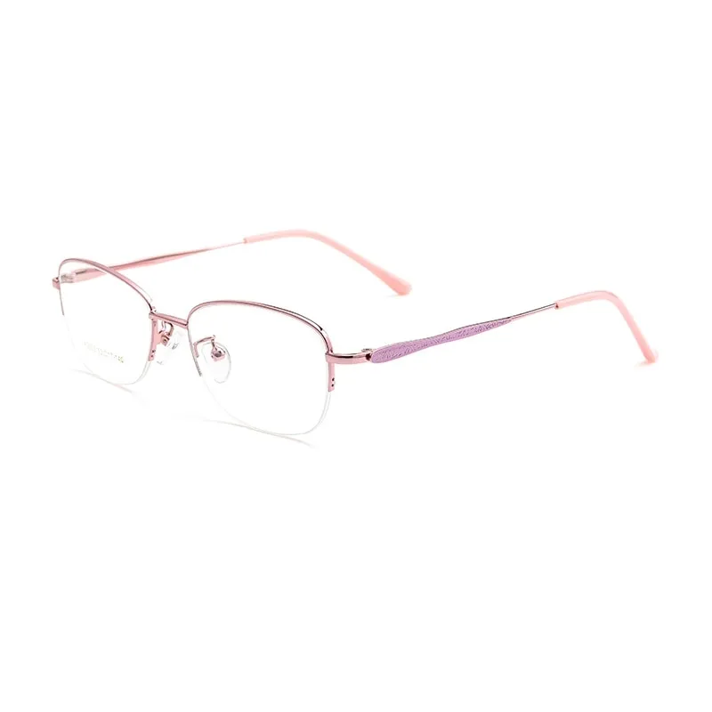 Yimaruili Women's Semi Rim Rectangle Alloy Acetate Eyeglasses 83003sn