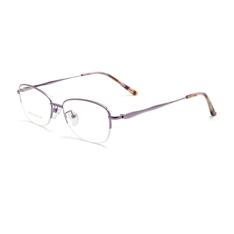 Yimaruili Women's Semi Rim Rectangle Alloy Acetate Eyeglasses 83003sn