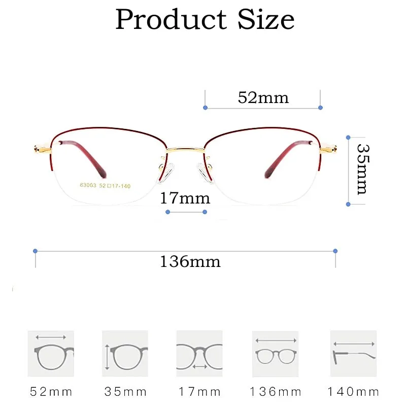 Yimaruili Women's Semi Rim Rectangle Alloy Acetate Eyeglasses 83003sn