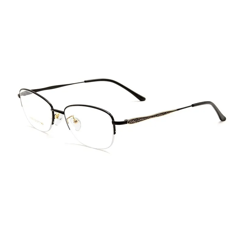 Yimaruili Women's Semi Rim Rectangle Alloy Acetate Eyeglasses 83003sn