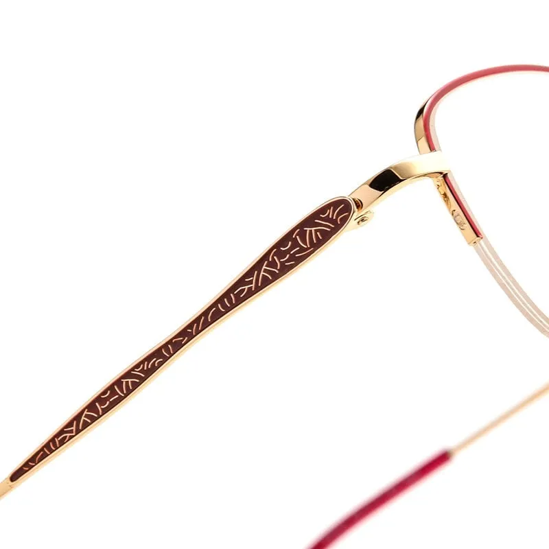 Yimaruili Women's Semi Rim Rectangle Alloy Acetate Eyeglasses 83003sn