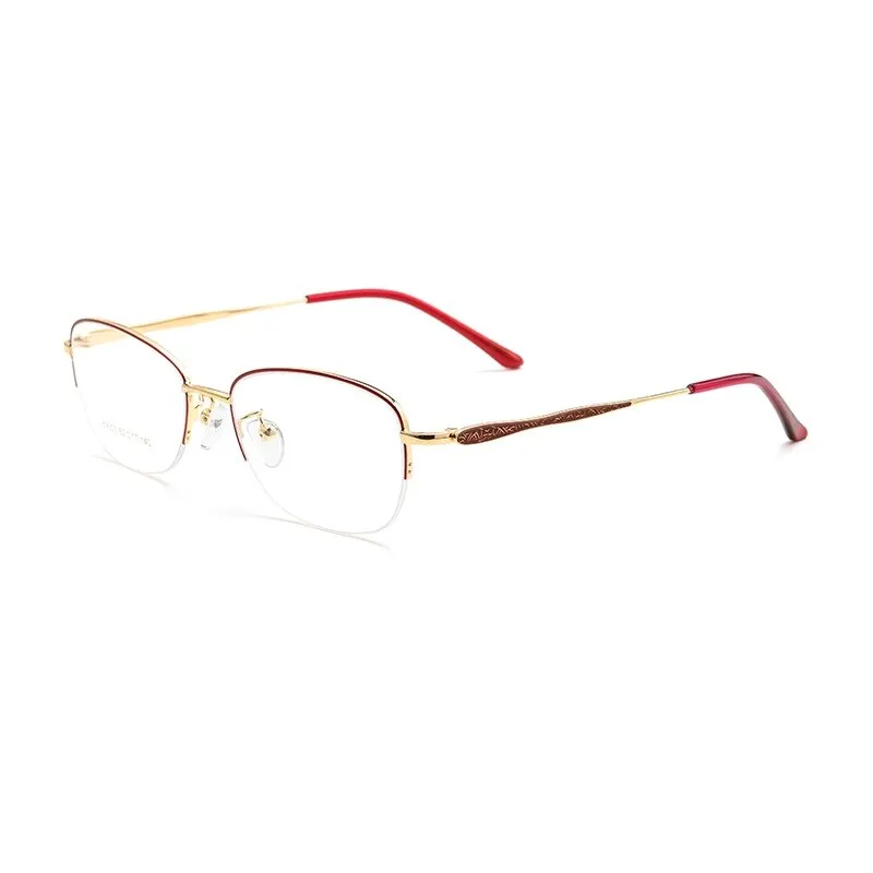 Yimaruili Women's Semi Rim Rectangle Alloy Acetate Eyeglasses 83003sn