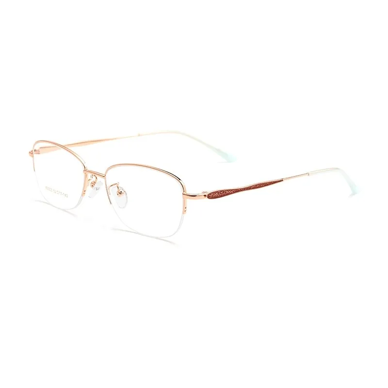 Yimaruili Women's Semi Rim Rectangle Alloy Acetate Eyeglasses 83003sn