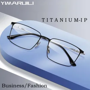 Yimaruli Men's Full Rim Square IP Titanium Eyeglasses J86037