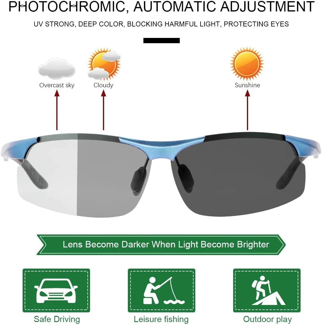 YIMI Polarized Photochromic Driving z87 Sunglasses For Men Women Day and Night safety glasses