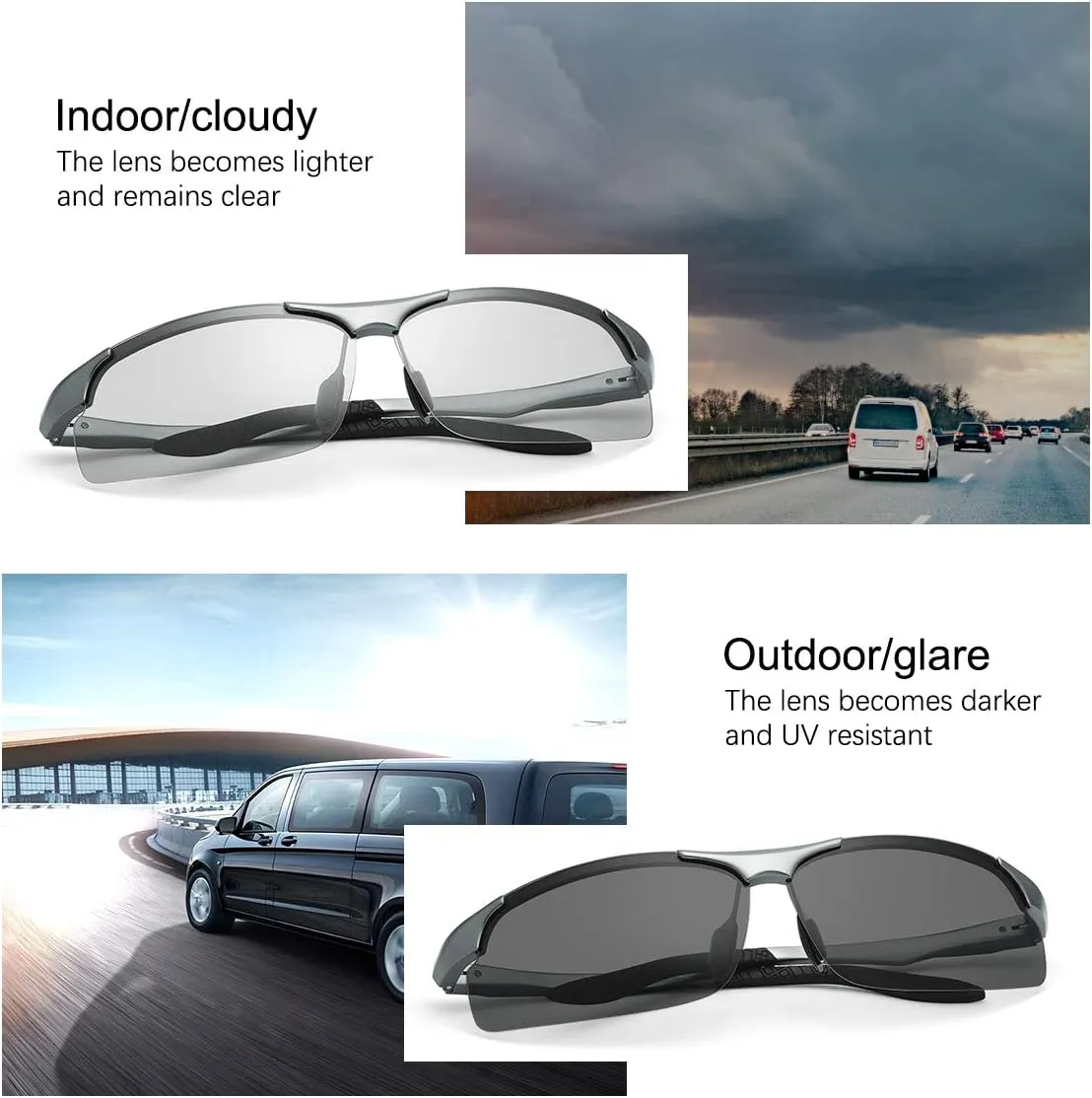 YIMI Polarized Photochromic Driving z87 Sunglasses For Men Women Day and Night safety glasses