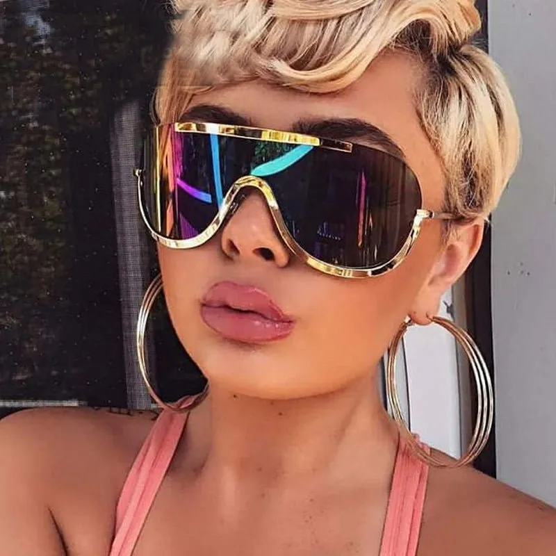 YJ-006 One-piece-style cool sunglasses jelly-colored sea tide trend two-color wild sunglasses