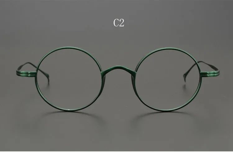 Yujo Unisex Full Rim 43mm Round Titanium Eyeglasses