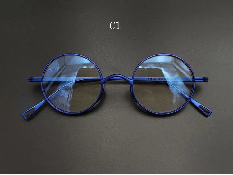 Yujo Unisex Full Rim 43mm Round Titanium Eyeglasses