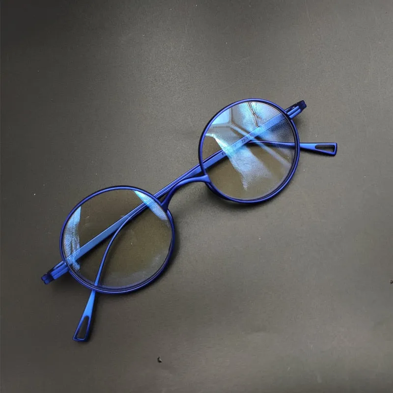 Yujo Unisex Full Rim 43mm Round Titanium Eyeglasses