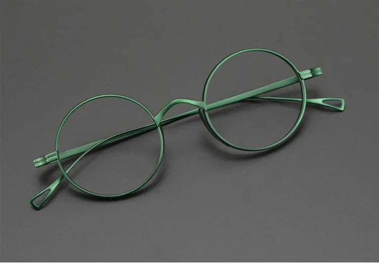 Yujo Unisex Full Rim 43mm Round Titanium Eyeglasses