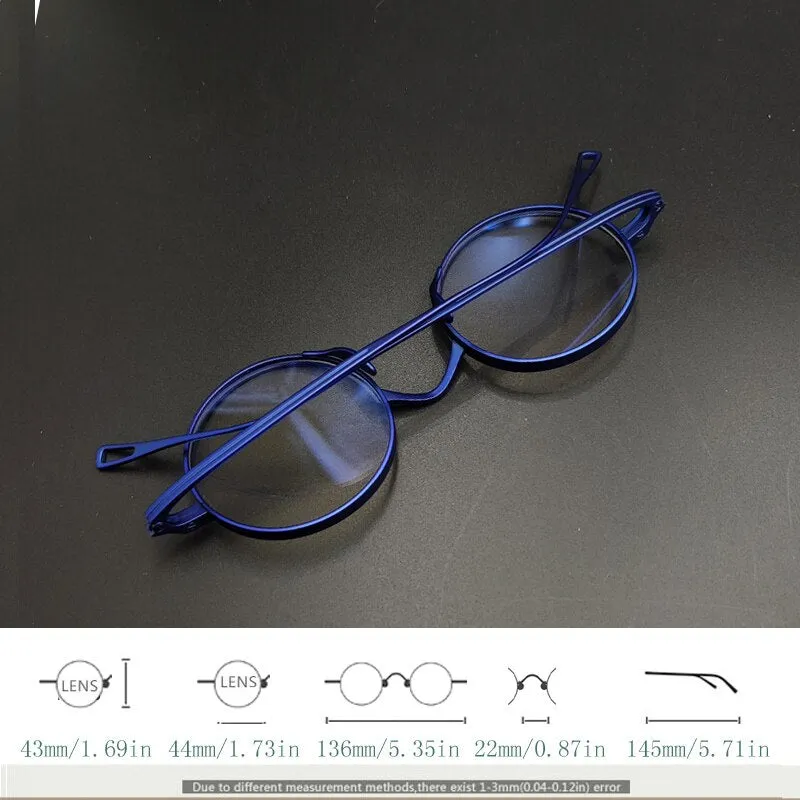 Yujo Unisex Full Rim 43mm Round Titanium Eyeglasses