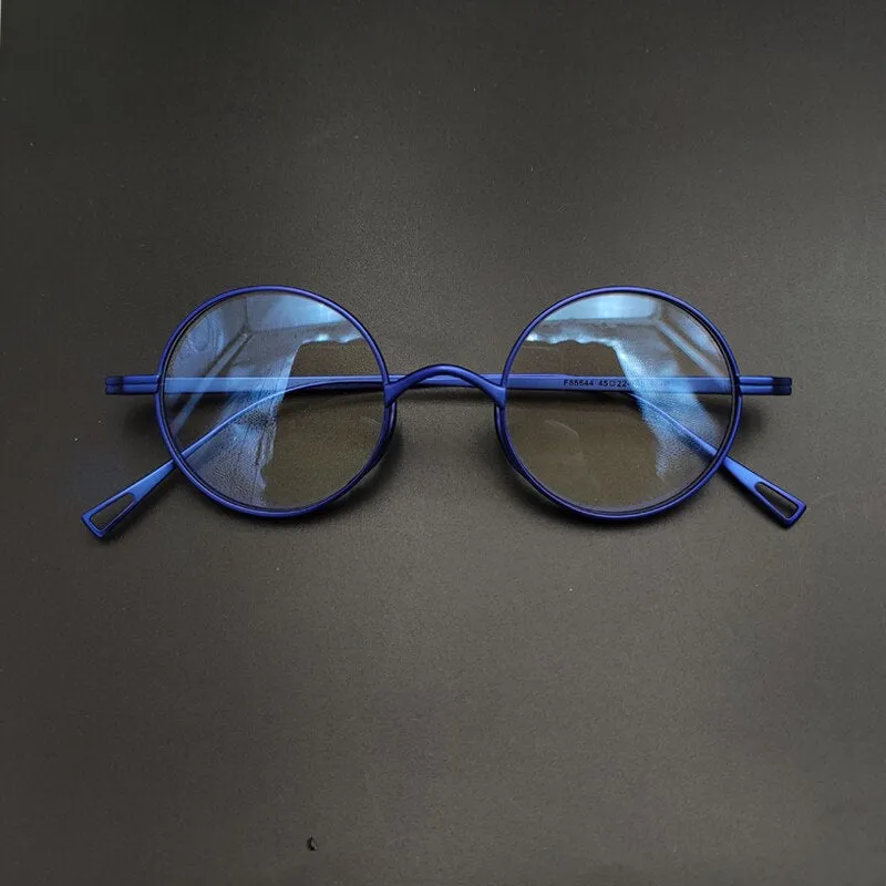 Yujo Unisex Full Rim 43mm Round Titanium Eyeglasses