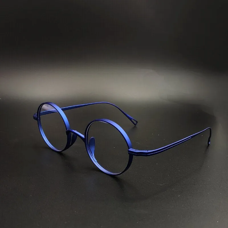 Yujo Unisex Full Rim 43mm Round Titanium Eyeglasses