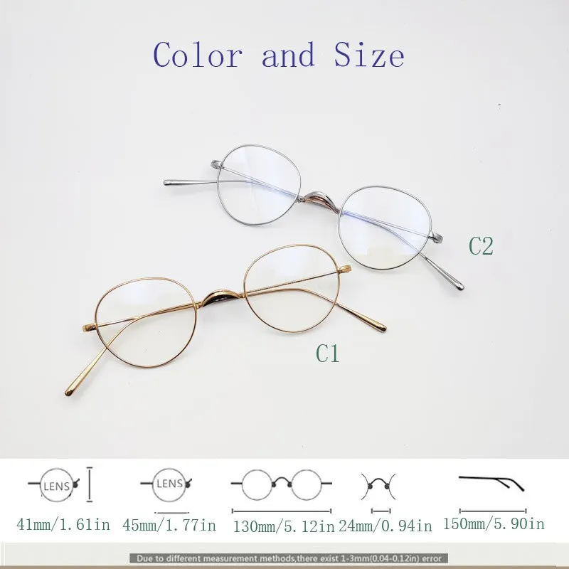 Yujo Unisex Full Rim Oval Round Titanium Eyeglasses Customized Lens Options