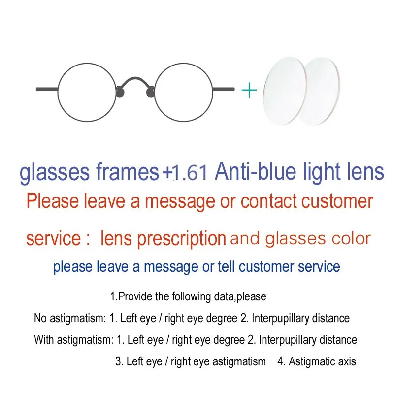 Yujo Unisex Full Rim Oval Round Titanium Eyeglasses Customized Lens Options