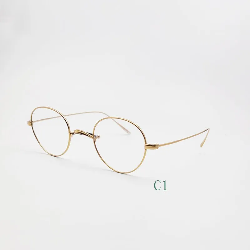 Yujo Unisex Full Rim Oval Round Titanium Eyeglasses Customized Lens Options