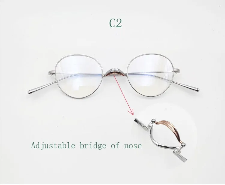 Yujo Unisex Full Rim Oval Round Titanium Eyeglasses Customized Lens Options