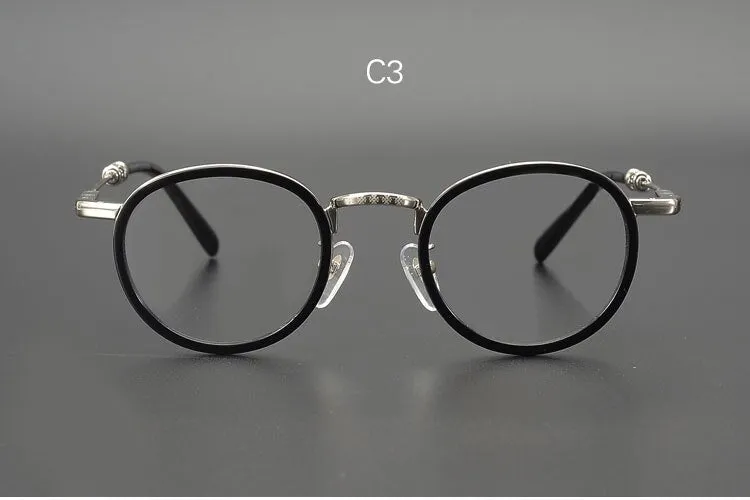 Yujo Unisex Full Rim Round Acetate Stainless Steel Eyeglasses