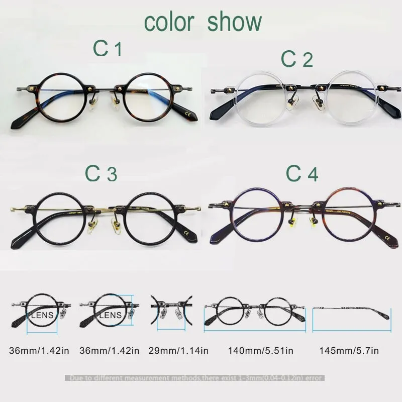 Yujo Unisex Full Rim Round Eyeglasses Acetate Y008