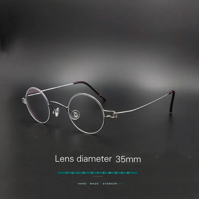 Yujo Unisex Full Rim Round Stainless Steel Small Eyeglasses Y065