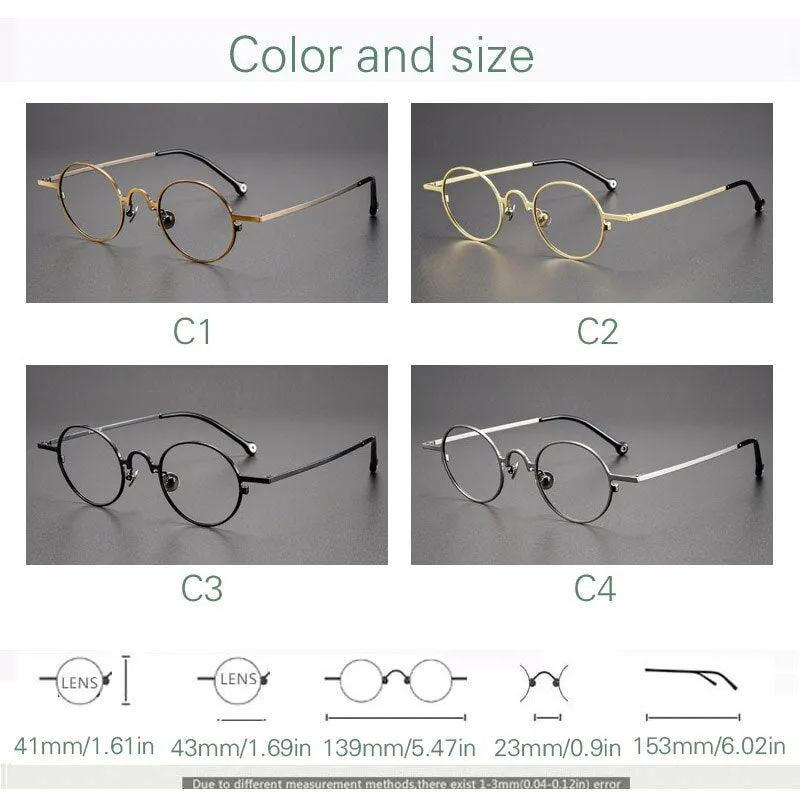 Yujo Unisex Full Rim Small 43mm Round Alloy Eyeglasses Y069