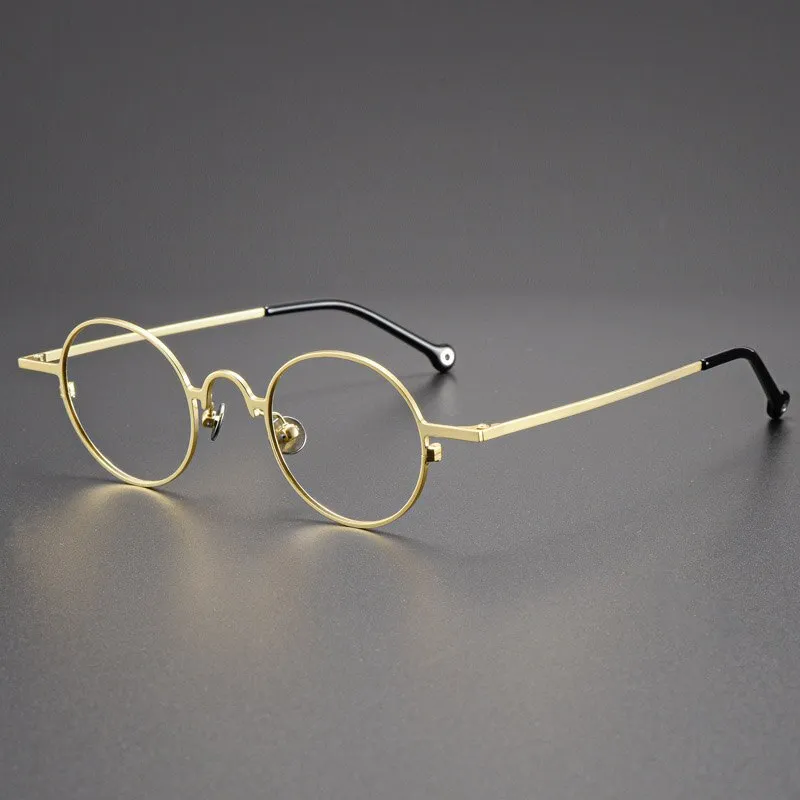 Yujo Unisex Full Rim Small 43mm Round Alloy Eyeglasses Y069