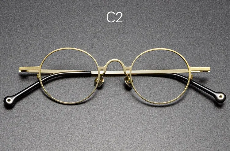 Yujo Unisex Full Rim Small 43mm Round Alloy Eyeglasses Y069