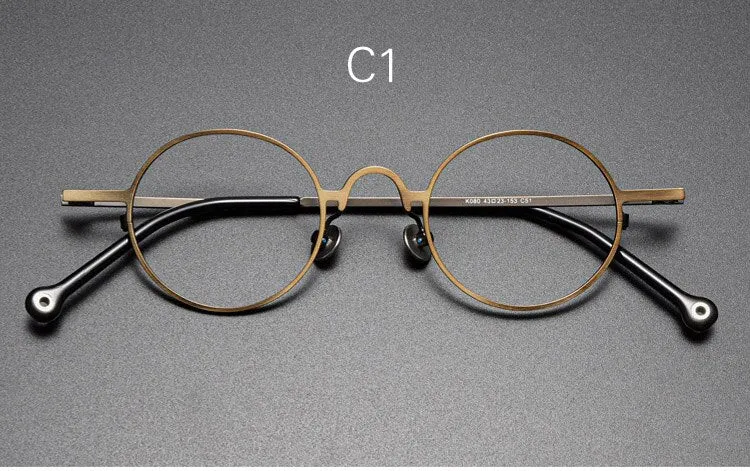 Yujo Unisex Full Rim Small 43mm Round Alloy Eyeglasses Y069