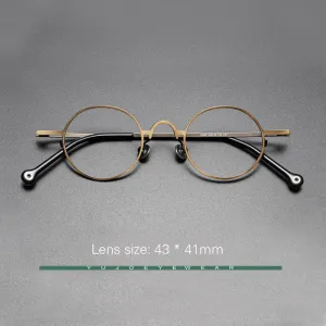 Yujo Unisex Full Rim Small 43mm Round Alloy Eyeglasses Y069