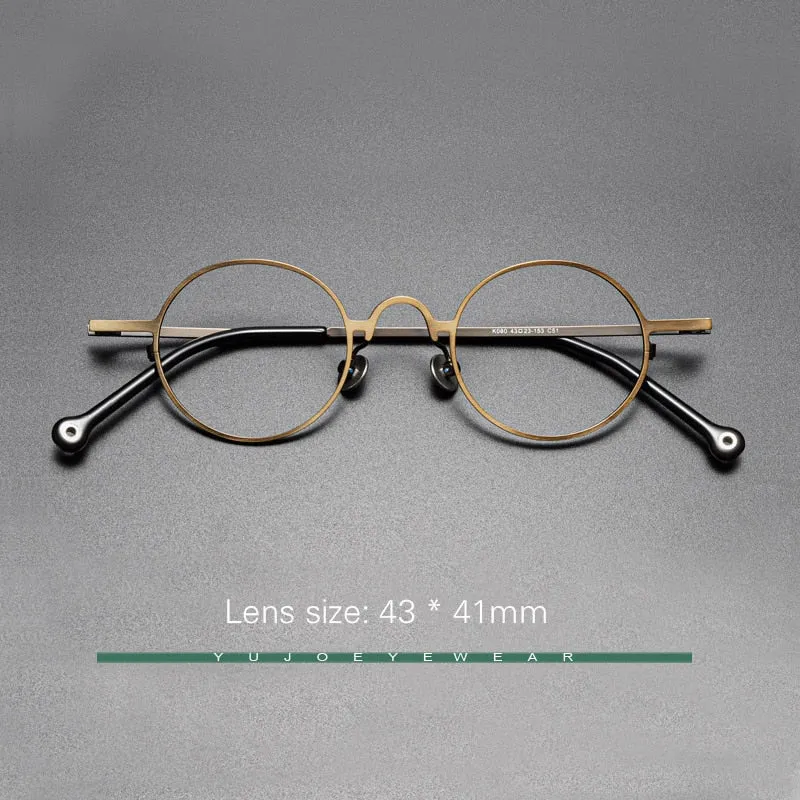 Yujo Unisex Full Rim Small 43mm Round Alloy Eyeglasses Y069