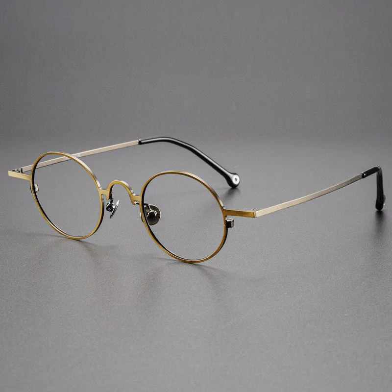 Yujo Unisex Full Rim Small 43mm Round Alloy Eyeglasses Y069