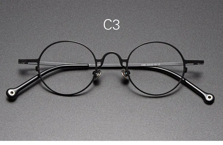 Yujo Unisex Full Rim Small 43mm Round Alloy Eyeglasses Y069