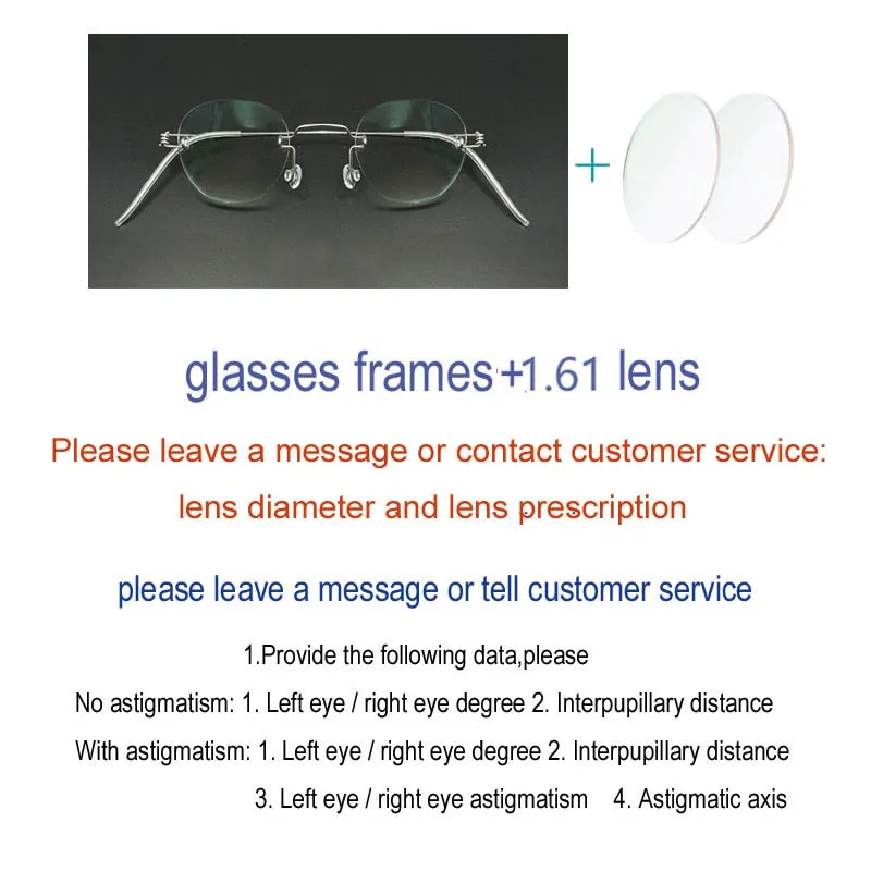 Yujo Unisex Rimless Polygon Stainless Steel Eyeglasses Y081