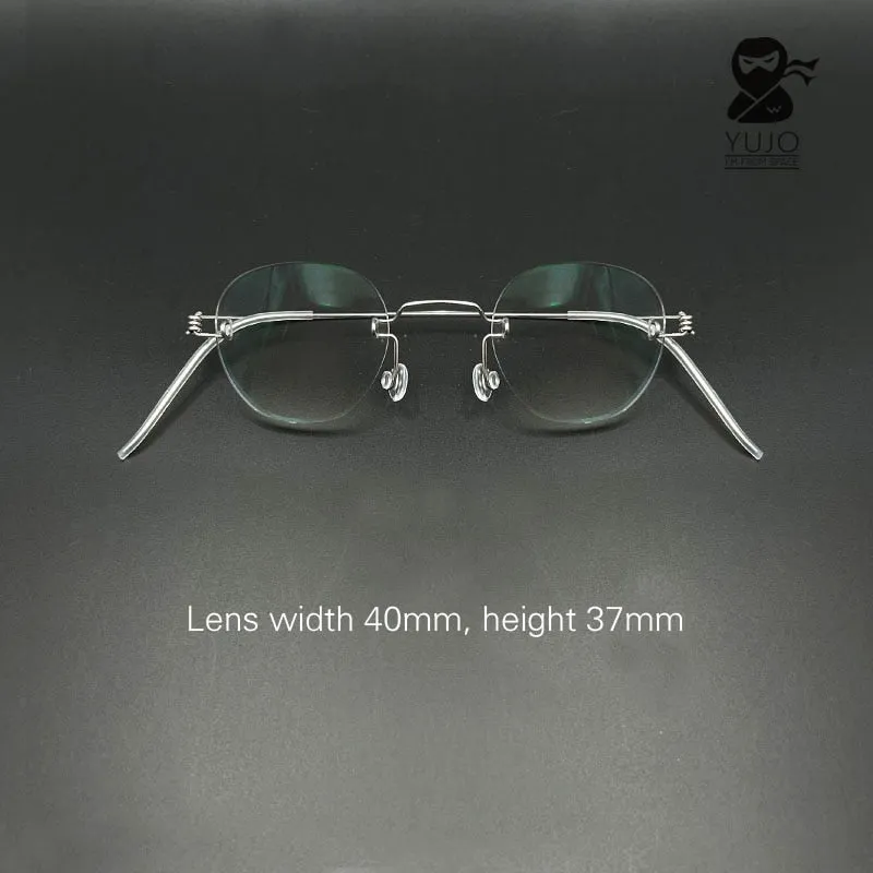 Yujo Unisex Rimless Polygon Stainless Steel Eyeglasses Y081