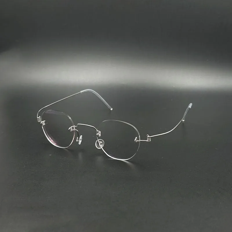 Yujo Unisex Rimless Polygon Stainless Steel Eyeglasses Y081