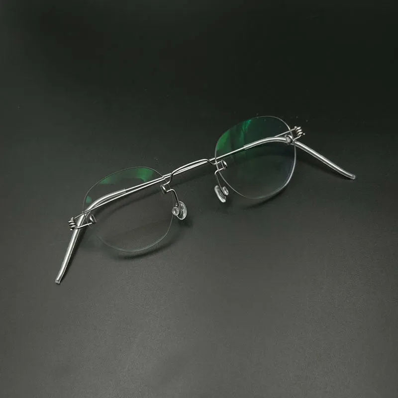 Yujo Unisex Rimless Polygon Stainless Steel Eyeglasses Y081