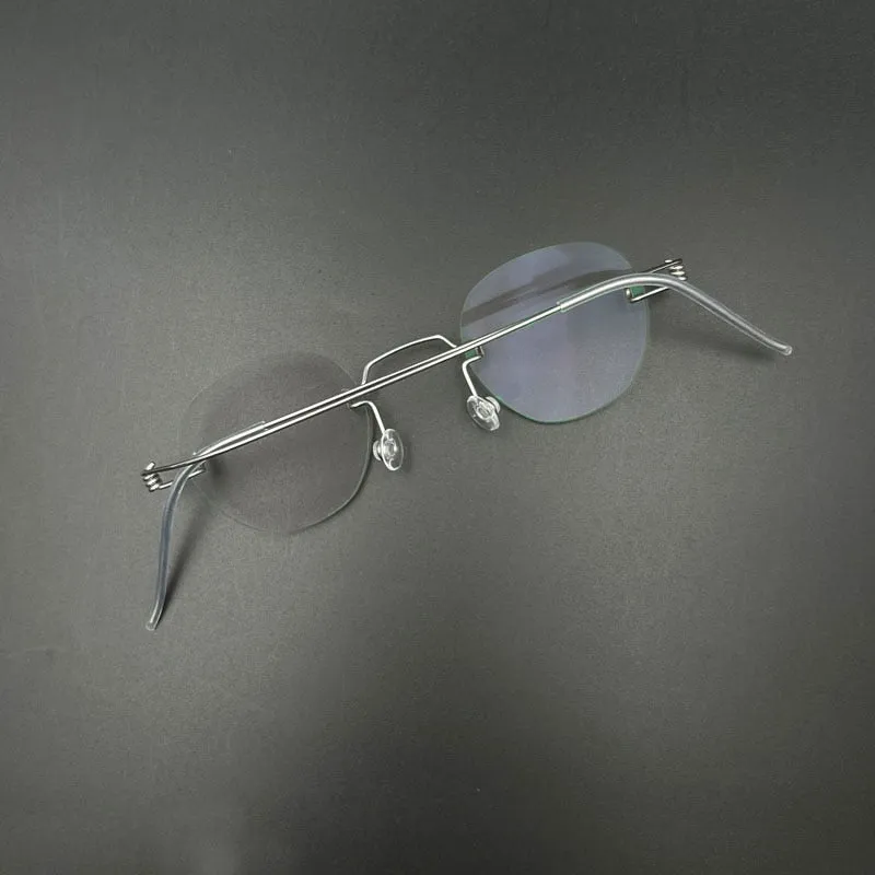 Yujo Unisex Rimless Polygon Stainless Steel Eyeglasses Y081