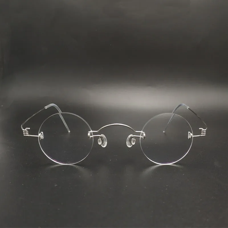 Yujo Unisex Rimless Round Stainless Steel Eyeglasses Y016