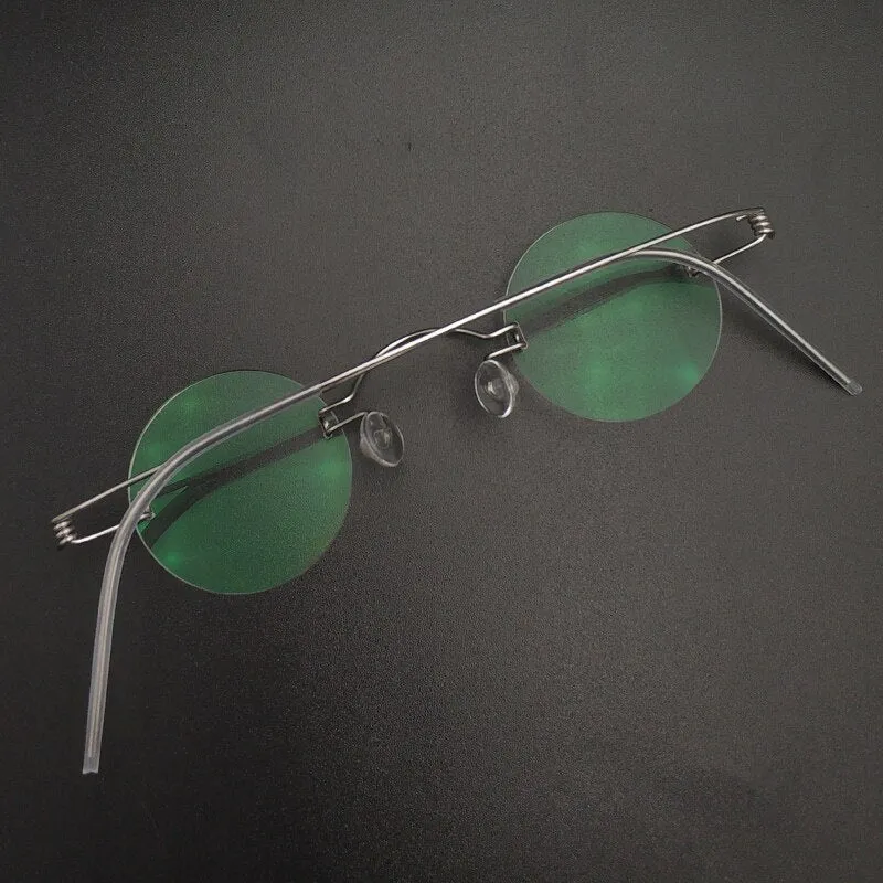 Yujo Unisex Rimless Round Stainless Steel Eyeglasses Y016