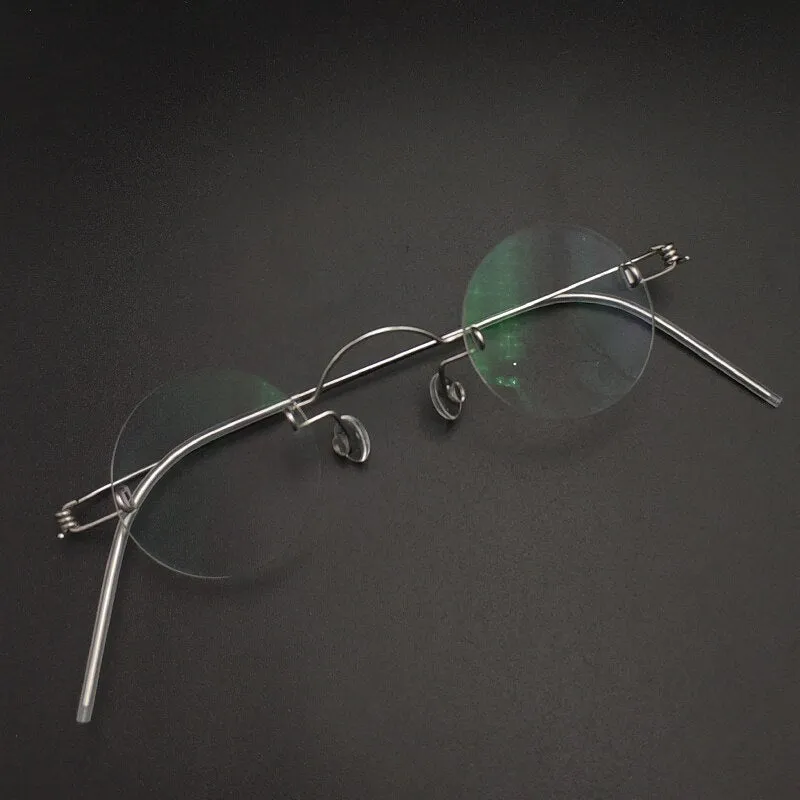 Yujo Unisex Rimless Round Stainless Steel Eyeglasses Y016