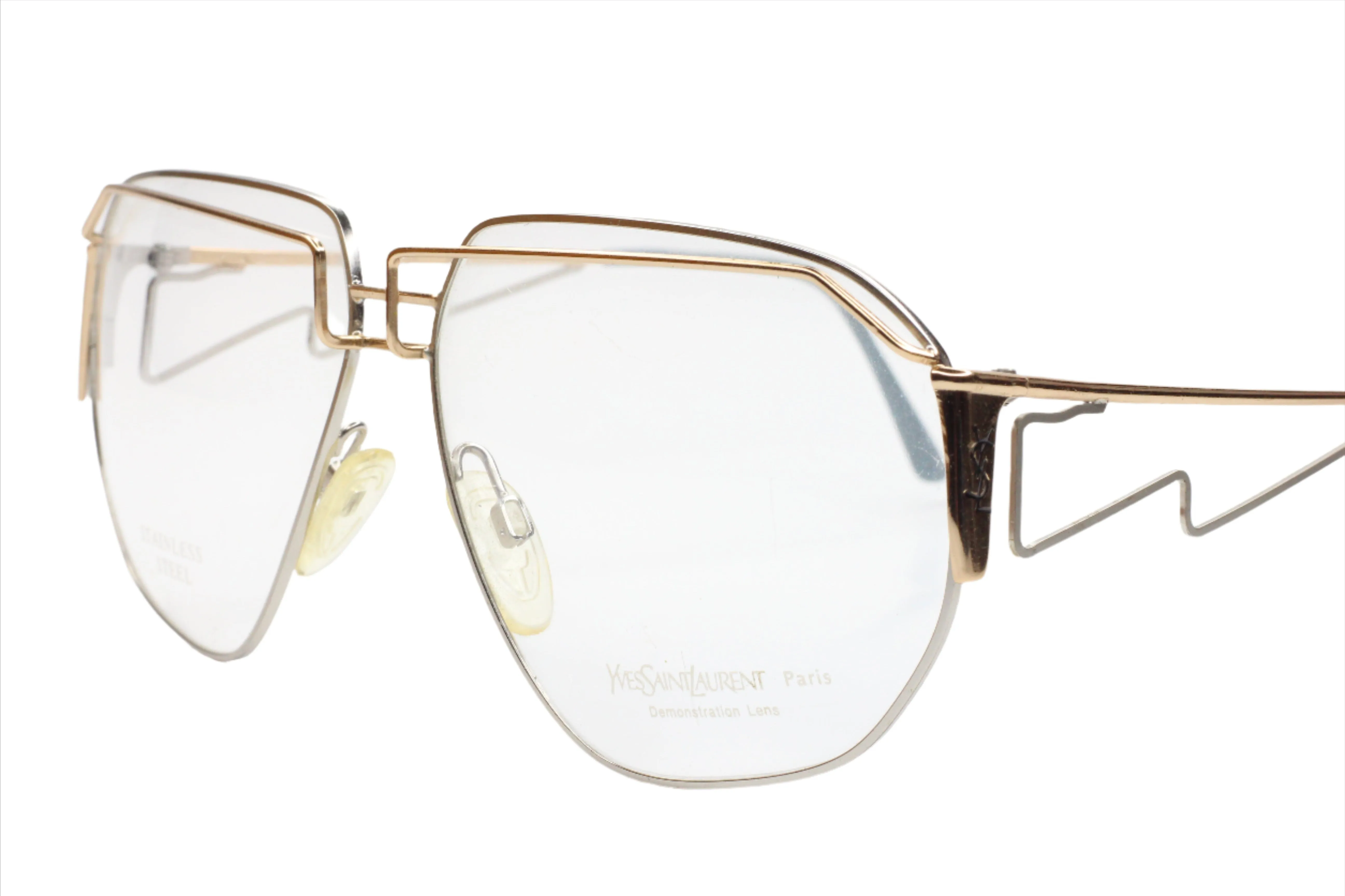 Yves Saint Laurent YSL387 Silver Vintage Stainless Steel Luxury Italy Eyeglasses