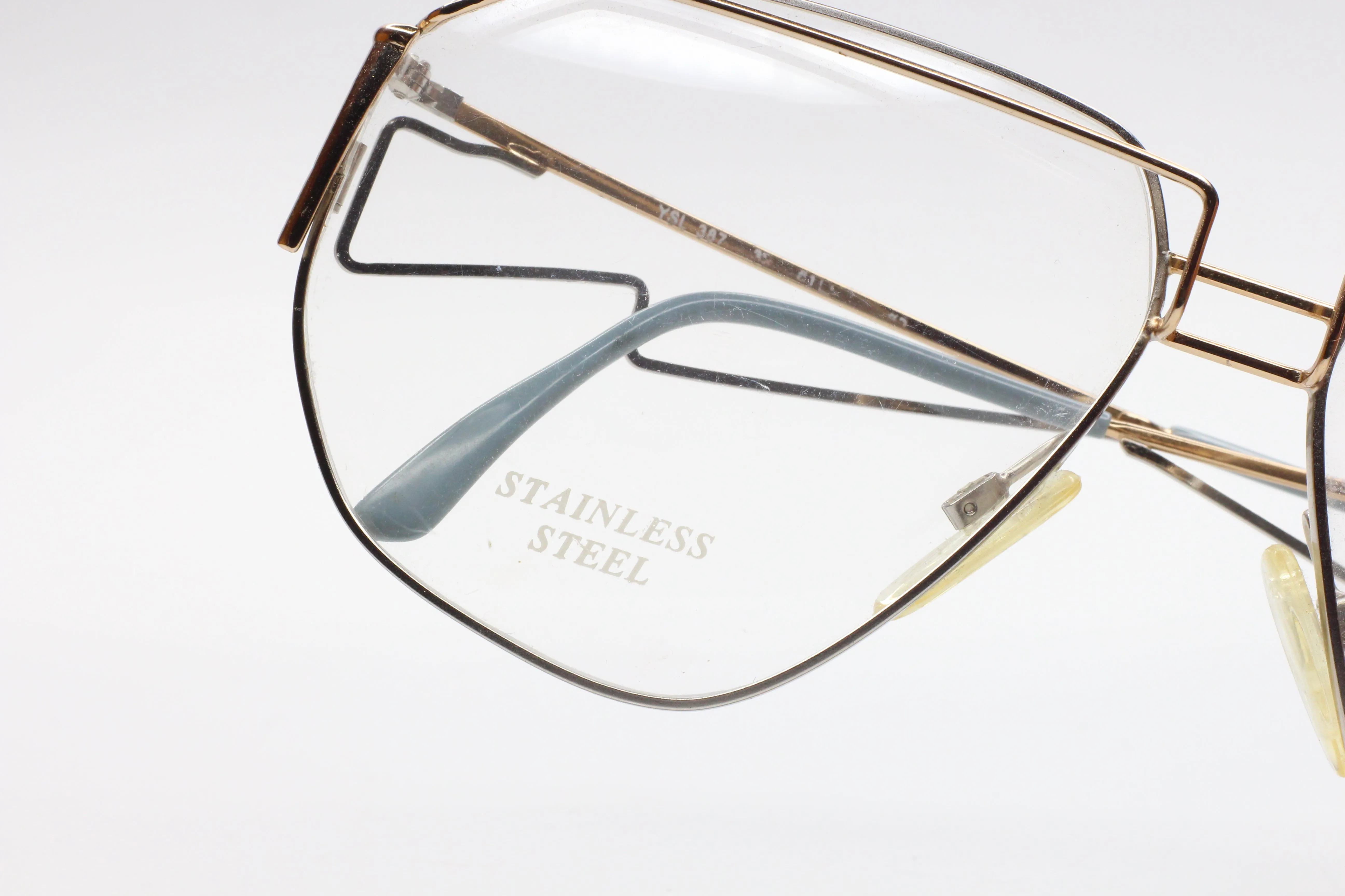 Yves Saint Laurent YSL387 Silver Vintage Stainless Steel Luxury Italy Eyeglasses