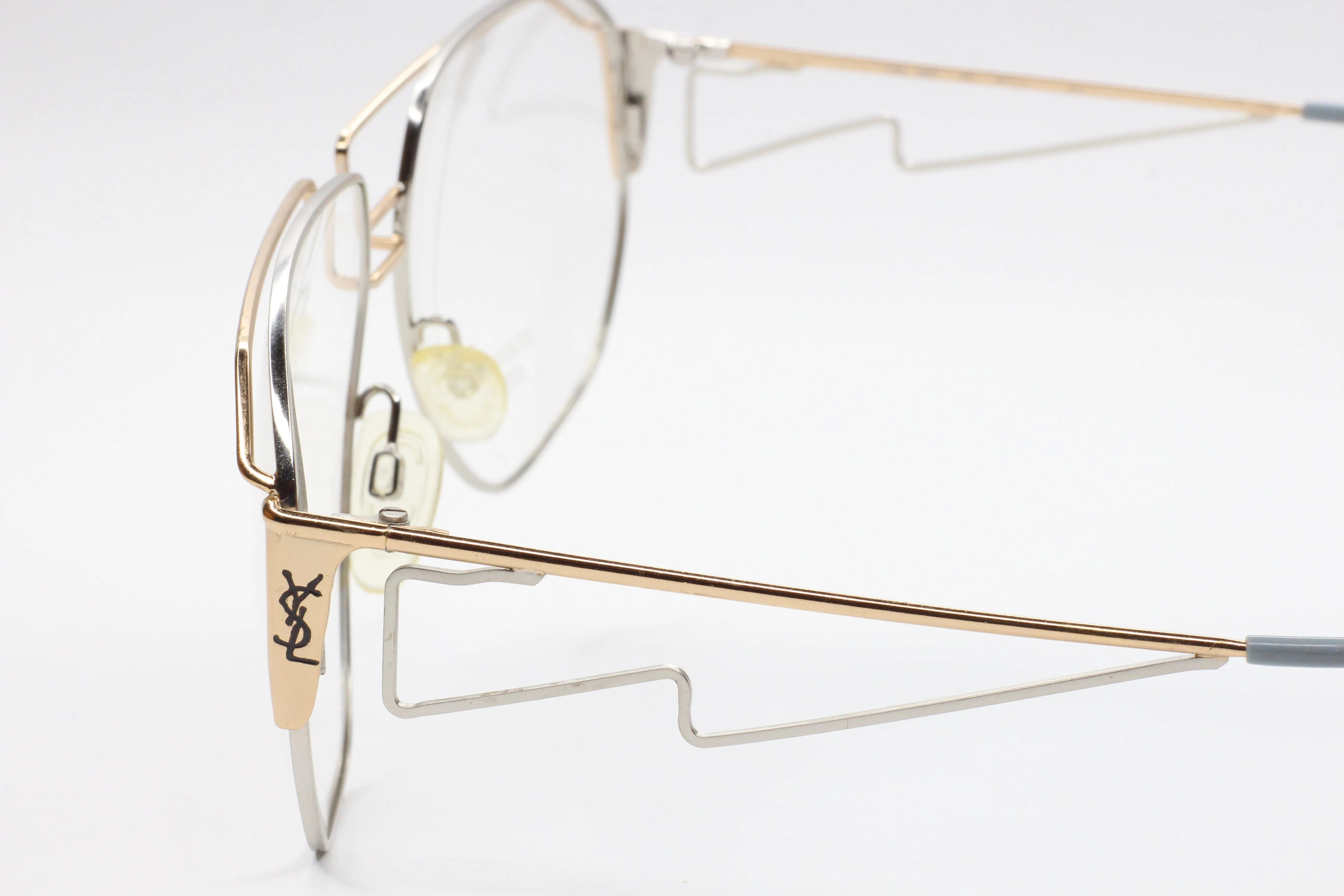 Yves Saint Laurent YSL387 Silver Vintage Stainless Steel Luxury Italy Eyeglasses